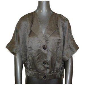 Anne Klein NWT Jacket Top Linen Light Earth Button Small